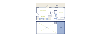 A diagram of a house layout with labeled rooms.
