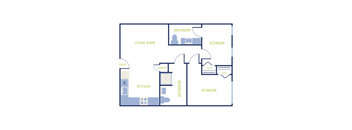 A diagram of a house layout with labeled rooms.