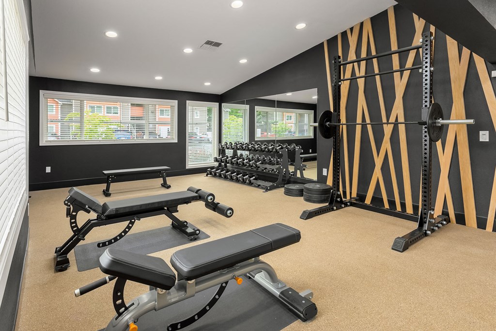 the gym at the flats at big tex apartments