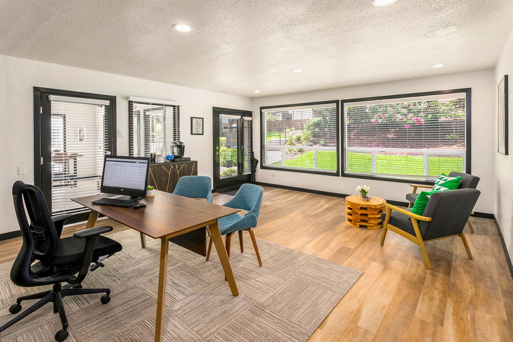the preserve at ballantyne commons home office with computer desk and chairs