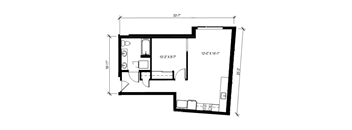 A black and white image of a floor plan for a house.