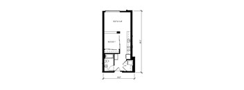 A black and white drawing of a floor plan of a room.