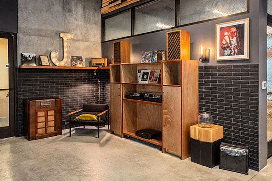 Throw a record on the turntable in the Jack Apartment lounge.