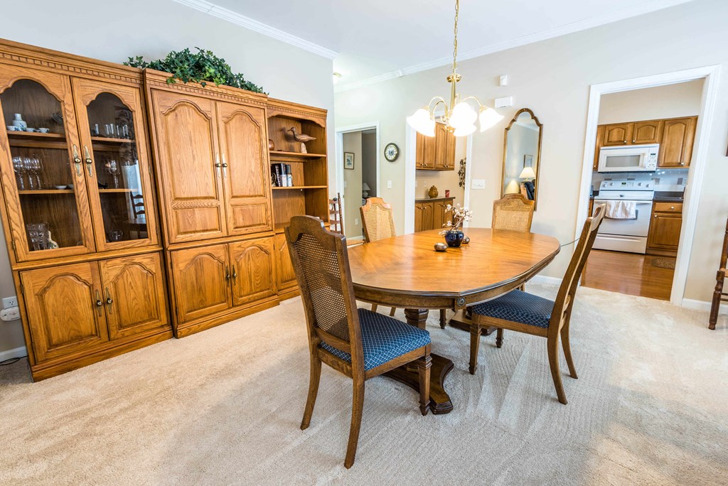 Pine Grove Estates – Kitchen - Dining – Appliances – Breakfast Bar - 24 Hour Emergency Maintenance – Dishwasher - Storage - 55+ Community - Ask for a Tour - Pet Friendly