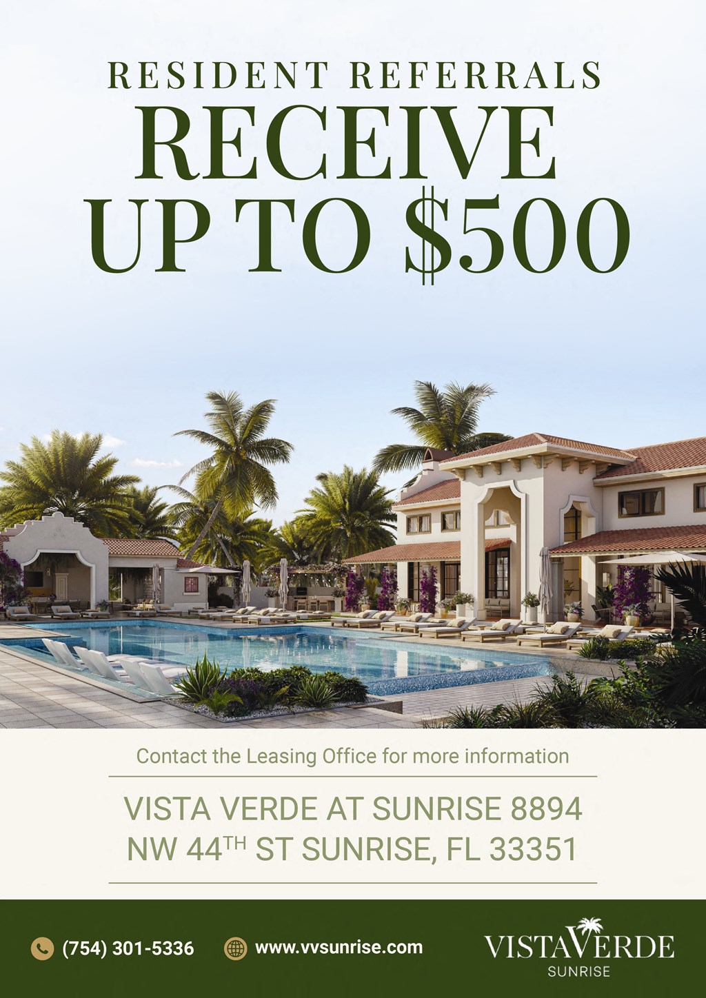 receive up to $500 from the vista verde resort