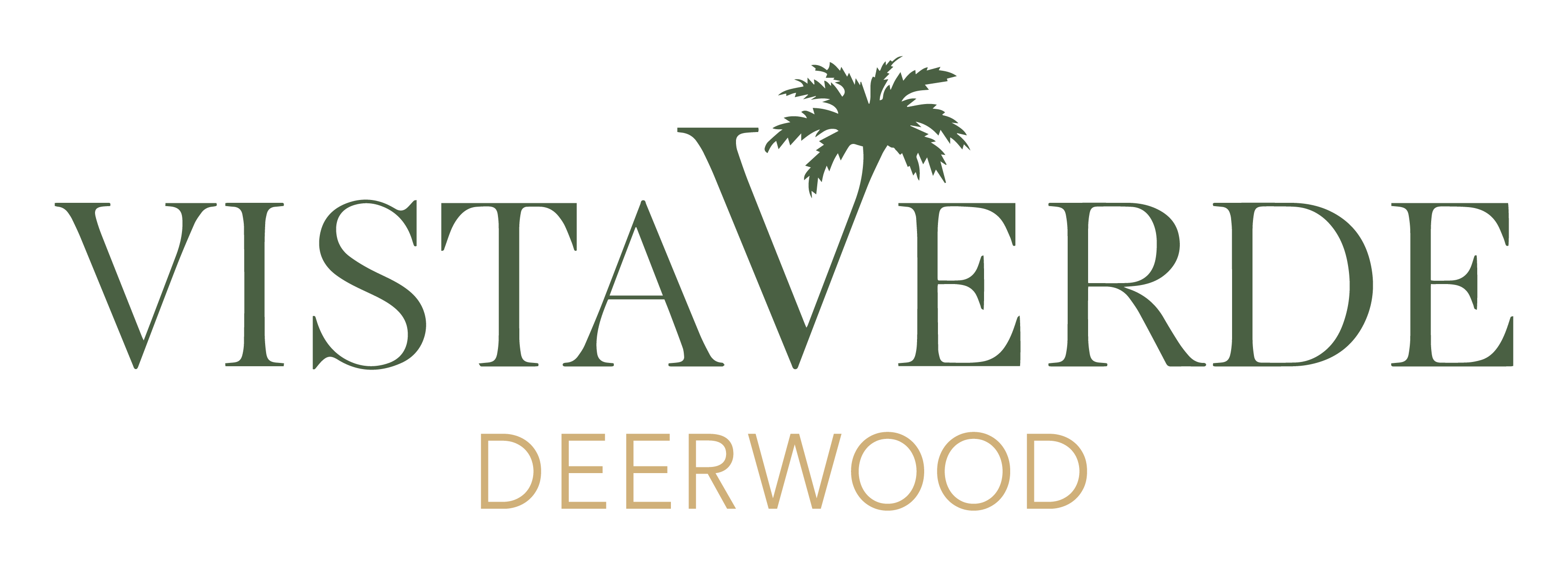A logo with a palm tree and the words "Vista Verde Deerwood".