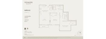 A floor plan for Voyager Residences, a building with 2 bedrooms and 2 baths.