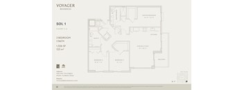 A floor plan for Voyager Residences shows a layout for a unit labeled SOL 1.