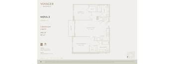 A floor plan for Voyager Residences showing the layout of the Nova 3 apartment.