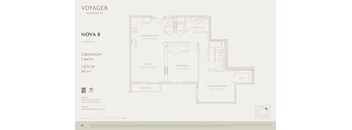A floor plan for Voyager Residences, a building with 2 bedrooms and 2 baths.