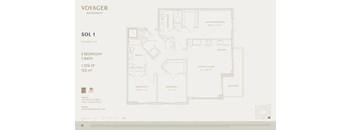 A floor plan for Voyager Residences showing Sol 1 with its layout and dimensions.