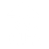 A logo with a house shape and the letters RG.