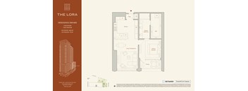 A floor plan for a residence at The Lora shows a 14th floor with 90 square feet of exterior space.
