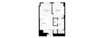 A black and white image of a floor plan for a house.
