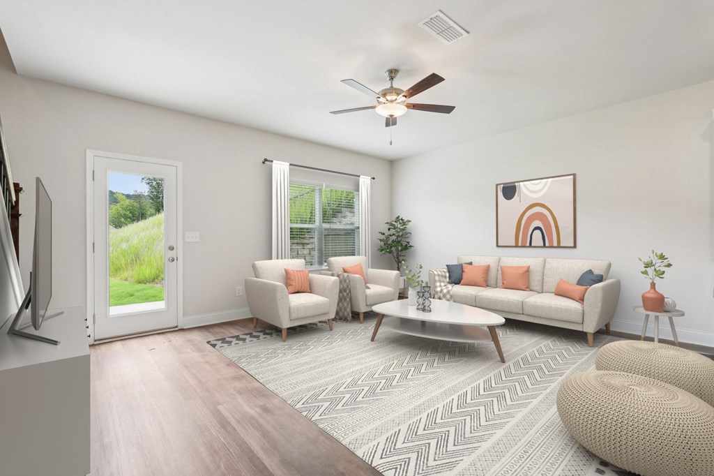 A view of the living room and intimate space