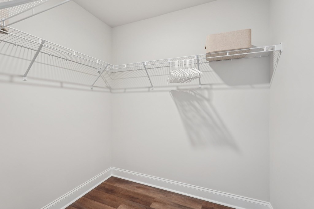 Full size walk in closet in the primary suite.