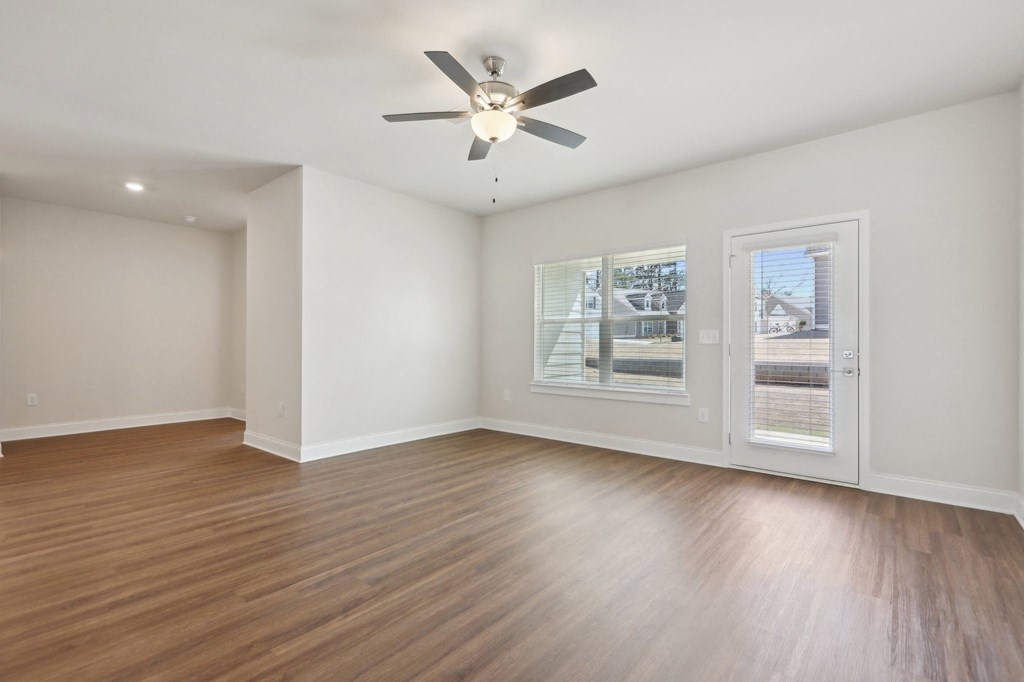 Interior view of the living room with direct access to the patio.