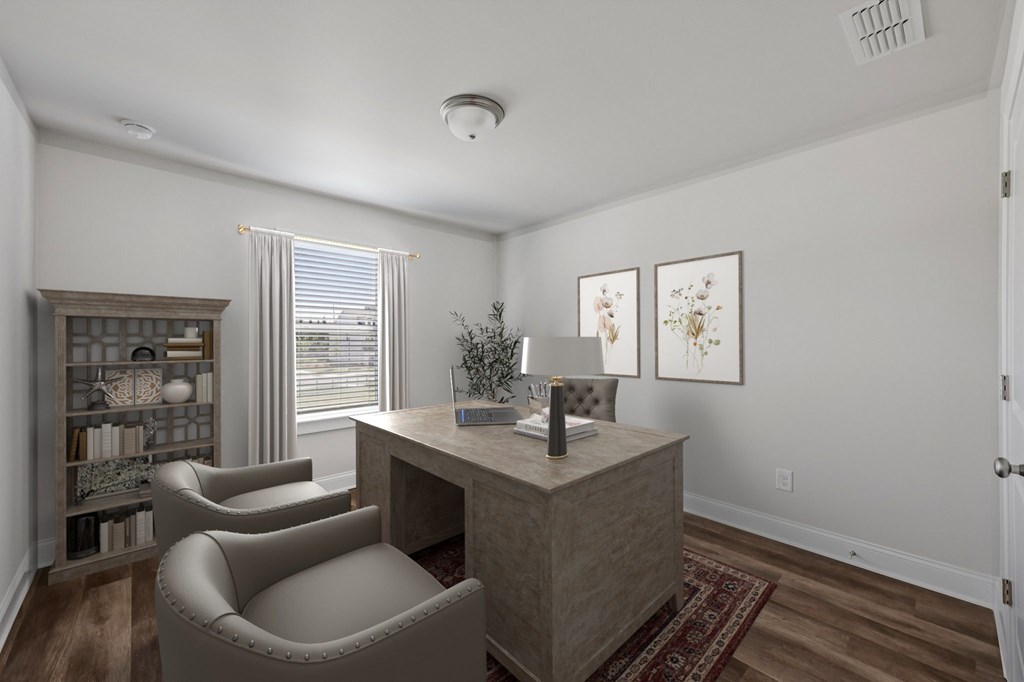 A sophisticated home office designed for productivity and focus.