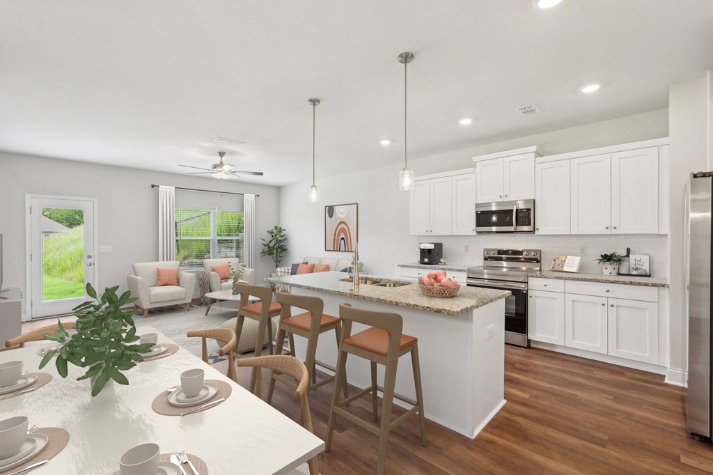 A refined living area offering a graceful view of the home’s living and dining space