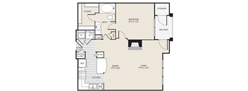 a floor plan of a bedroom apartment with a closet and a living room