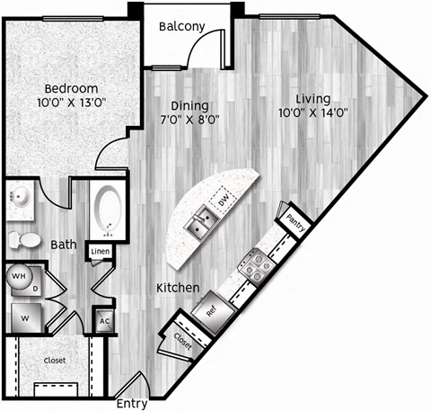 Spacious One Bedroom, One Bathroom Apartment.