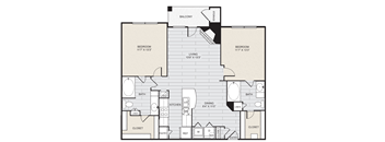 a floor plan of a 1 story house with bedrooms and a garage