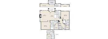a floor plan of a living room and a bedroom
