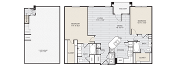 a floor plan of a two story building with a garage and a staircase