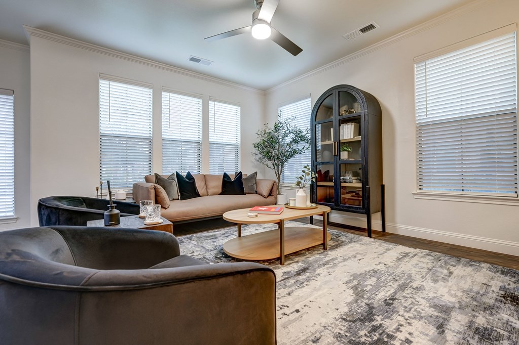 Spacious living room with natural light