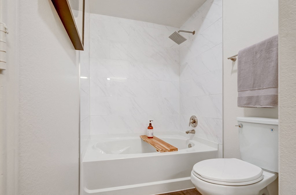 Spacious bathroom with garden style tub