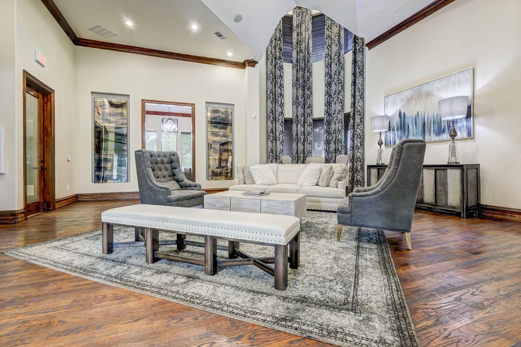 Resident lounge with seating and business center