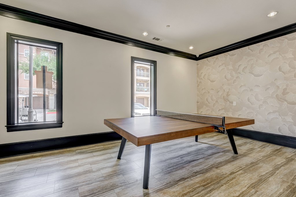 a ping pong table in a resident clubhouse