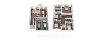 two views of a 3 bedroom floor plan of a 2100 sq ft house