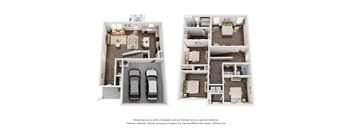 two views of a 3 bedroom floor plan of a 2100 sq ft house