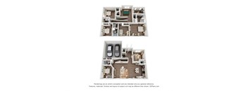 a stylized floor plan of a 3 bedroom apartment