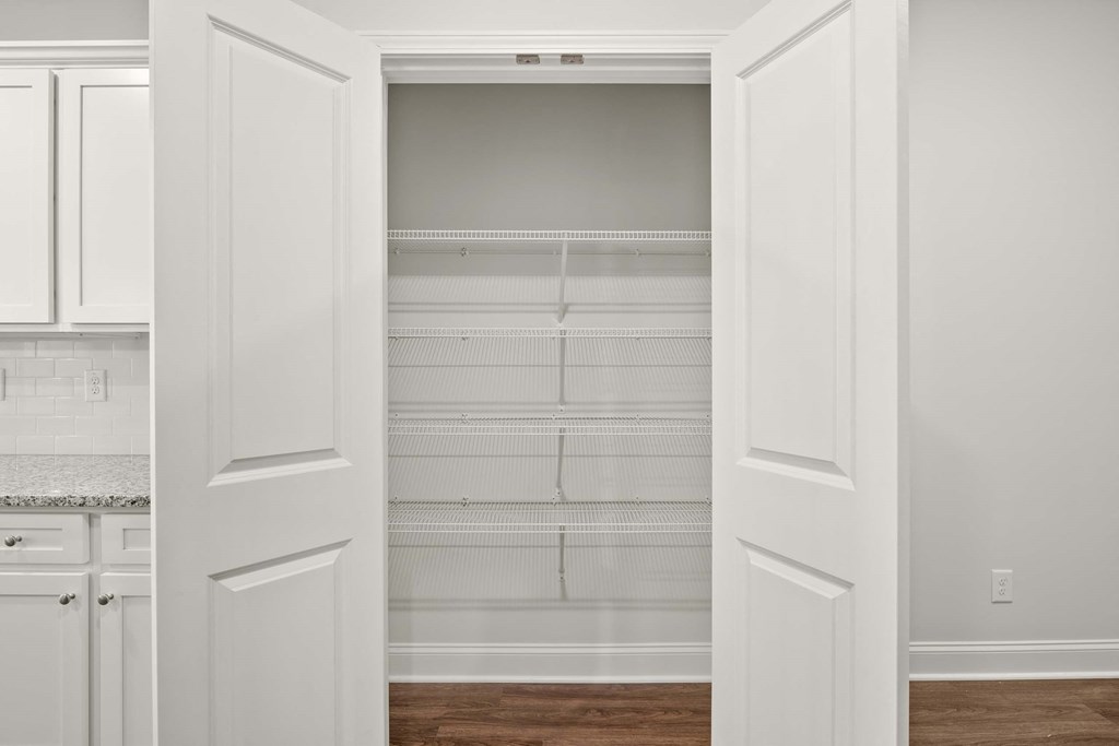Spacious, organized pantry with ample storage.