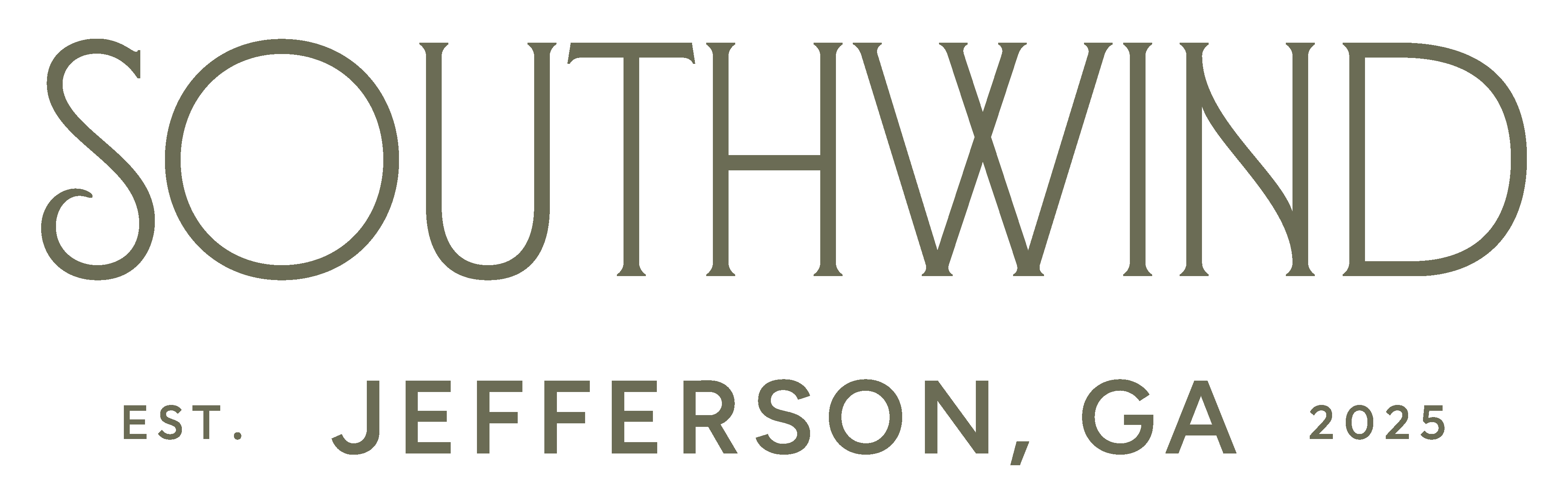 A black and white logo for Southwind, established in Jefferson, GA in 2025.