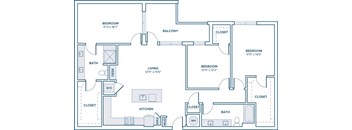 A floor plan of a house with two bedrooms, a living room, a kitchen, a bathroom, and a mudroom.