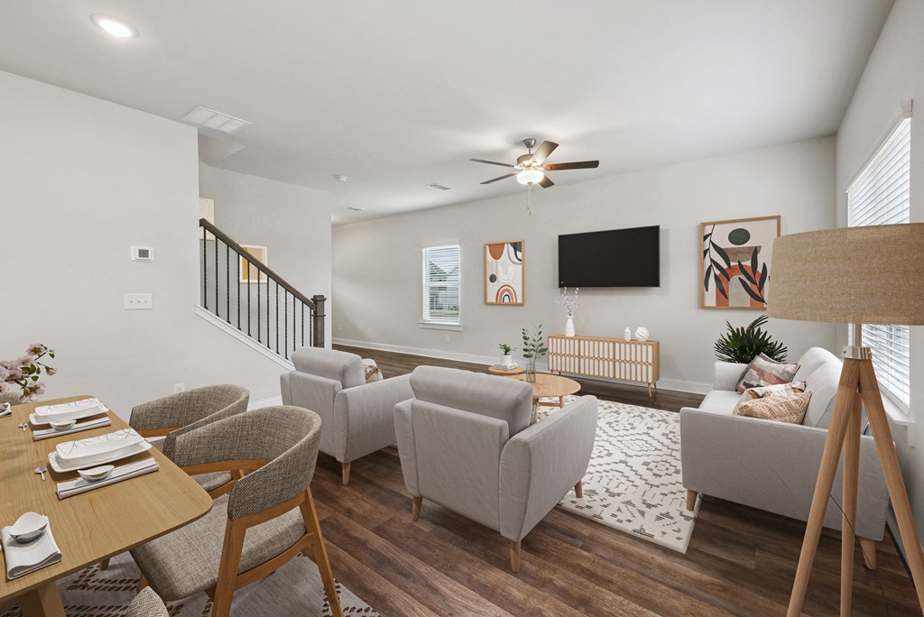 Sophisticated living room designed for stylish family gatherings.