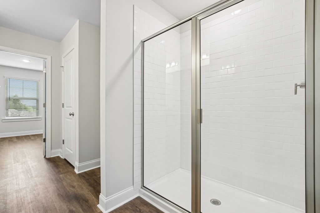 Walk-in shower in secondary bathroom