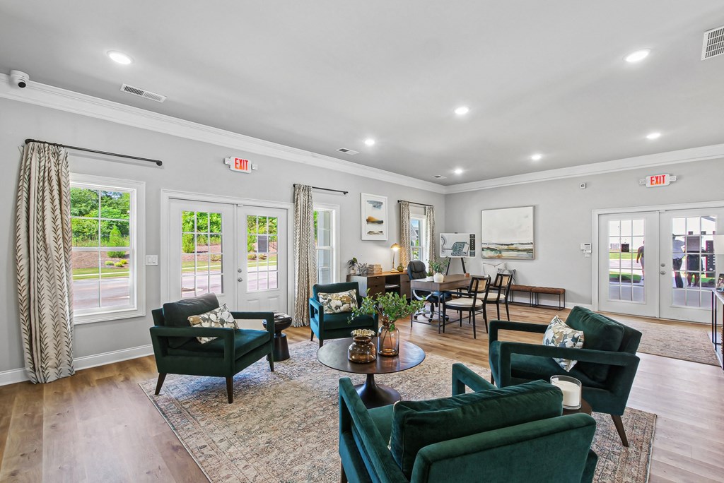 Elegant clubhouse living area featuring generous seating.