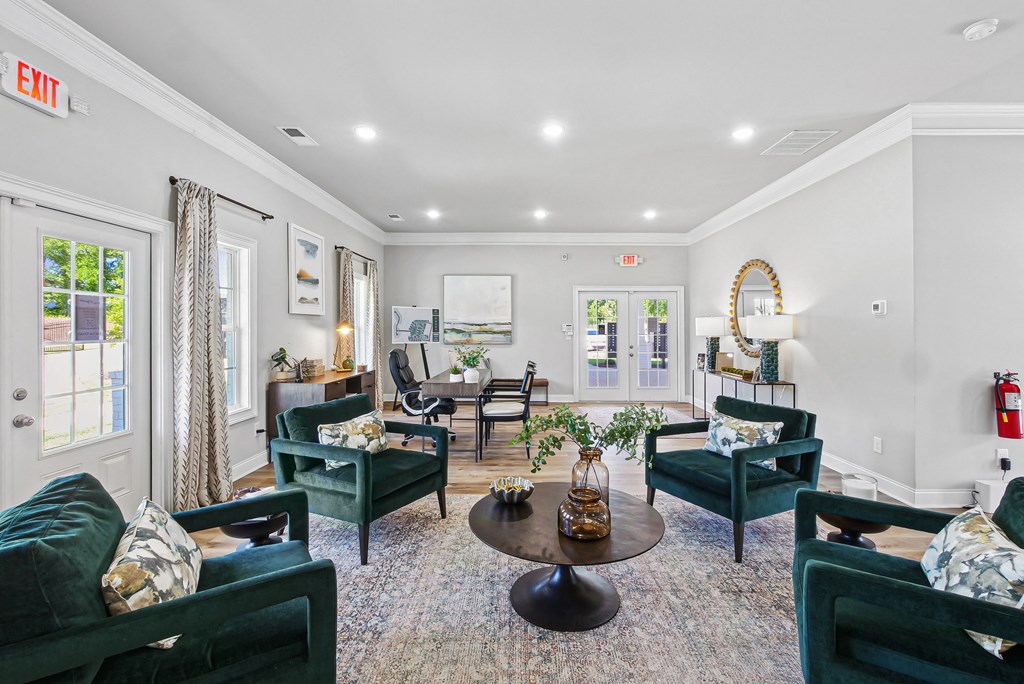 Sophisticated clubhouse lounge with stylish and comfortable seating.