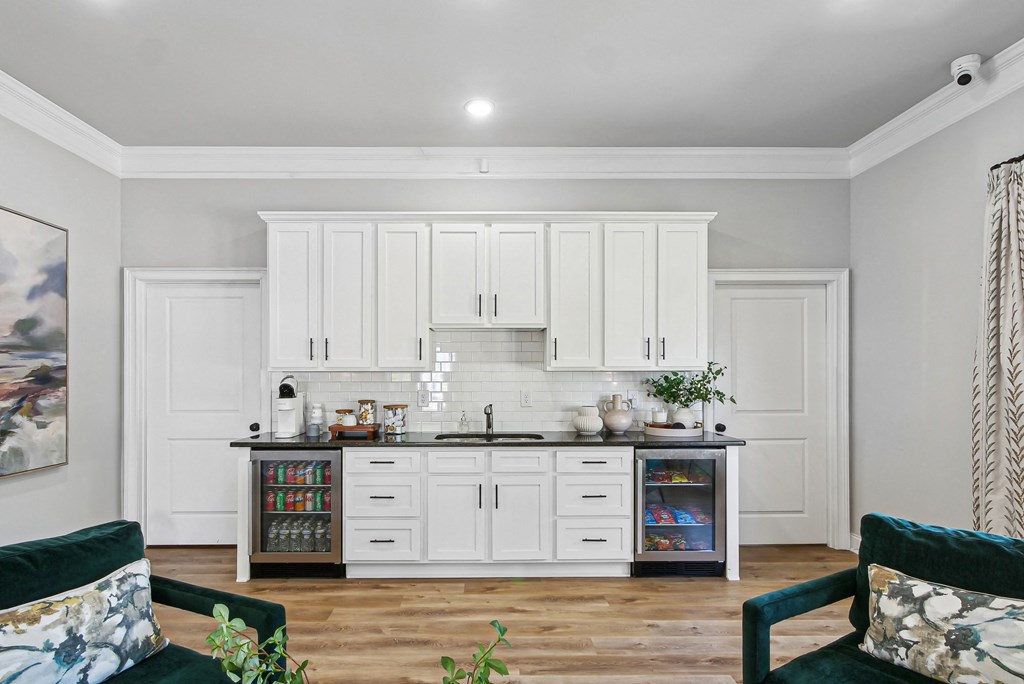 Compact kitchenette with modern finishes.