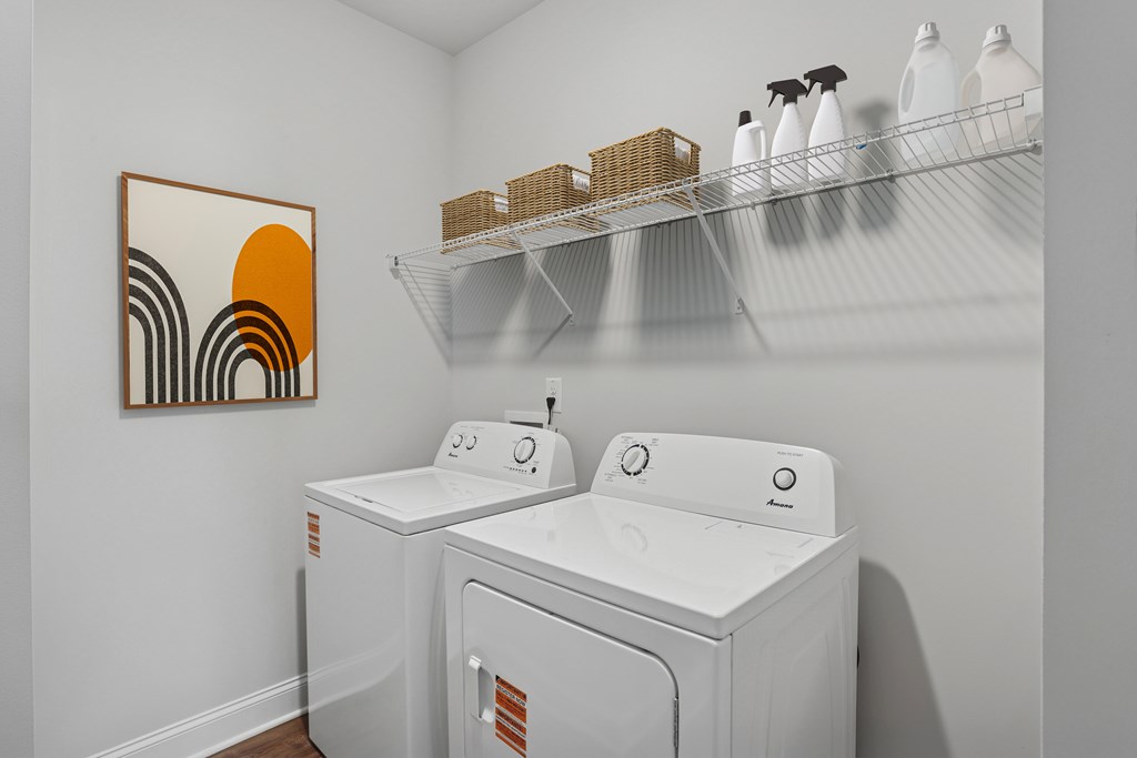 Full size washer and dryer in every home.