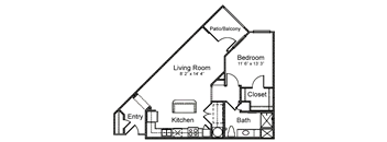 a floor plan of a house with a triangular roof and a footprint of the ground