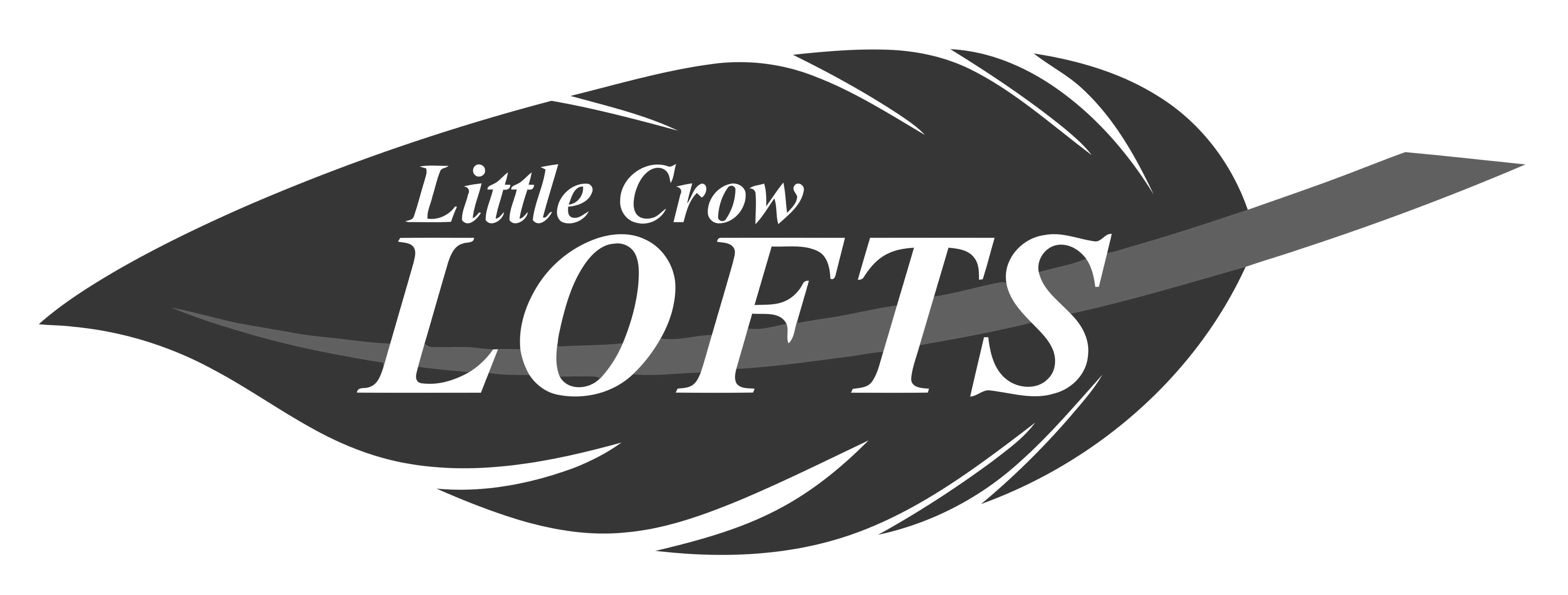 A logo with a leaf design and the words "Little Crow LOFTS".