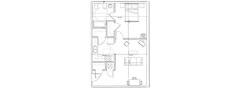 A floor plan of a house with labeled rooms and dimensions.