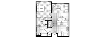 A black and white floor plan of a house with labeled rooms.