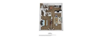 1 bed 1 bath floor plan at Azure Place Apartments, Tennessee, 38118