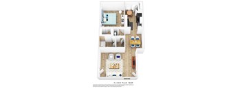 1 bed 1 bath floor plan C at Azure Place Apartments, Memphis, 38118
